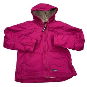 Berne Winter Coat Women's XL Pink Sherpa Lined Hooded Canvas Heavy Duty Jacket